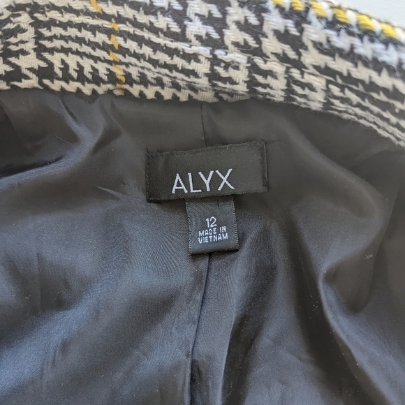 Alyx Houndstooth Check Short Pea Coat in Black, Yellow, White (Alyx 12 = US M) - Picture 6 of 9